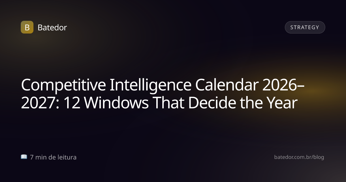 Competitive Intelligence Calendar 2026–2027: 12 Windows That Decide the ...